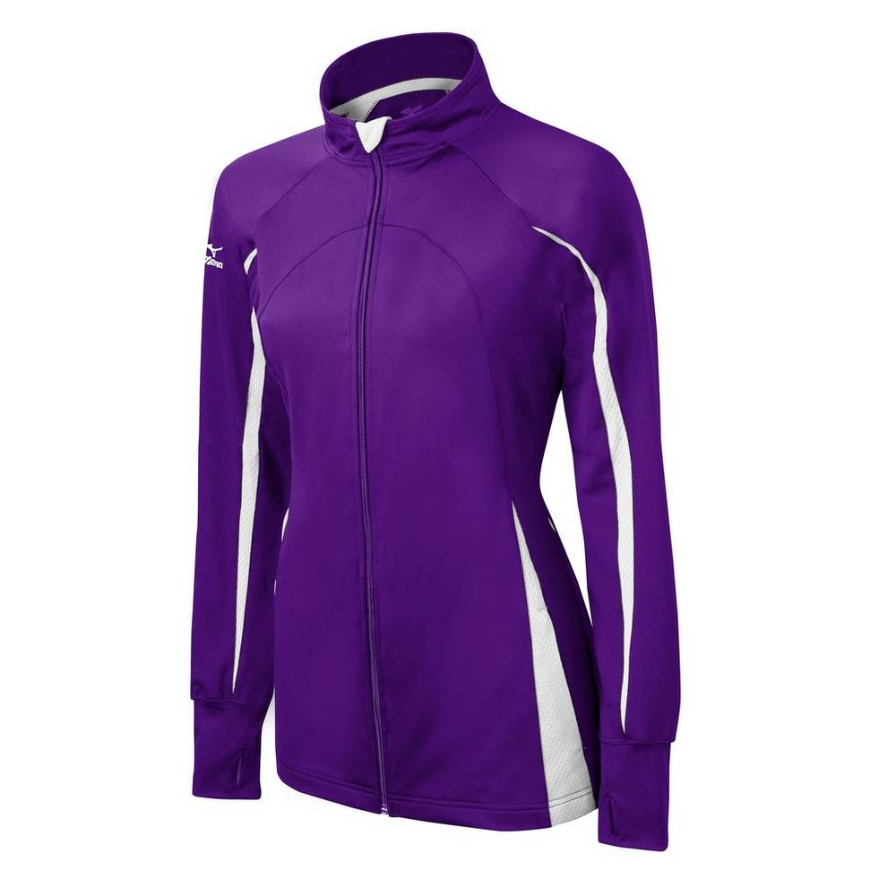 Casaco Mizuno Elite 9 Focus Full-Zip - Mulher - Roxo/Branco - YGCJW6347